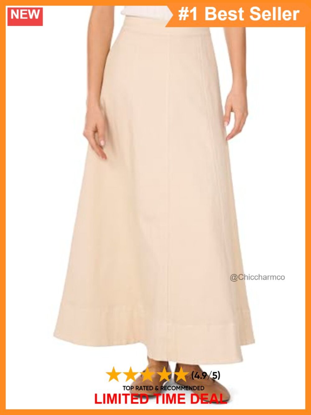 Denim Maxi Skirt High Rise Cotton Unlined Wear to Work